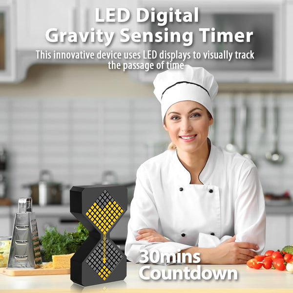 LED Digital Gravity Sensing Hourglass Timer, 1-30 Minutes