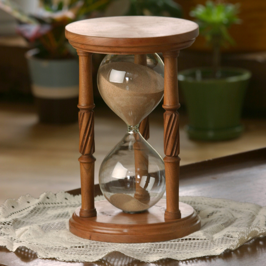 Solid Cherry Wood Hourglass With Spiral Spindles