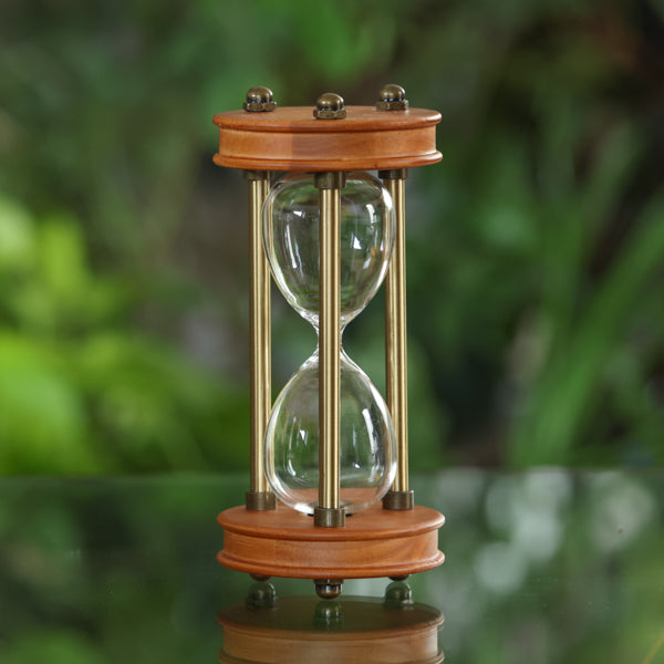 Wood Hourglass Urn with Brass Spindles