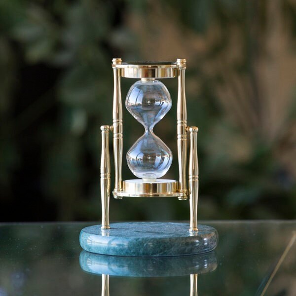 Green Marble and Brass Rotating Hourglass Kit