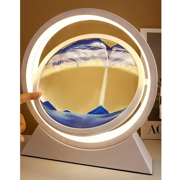 White Rotating LED Sand Art Table Lamp