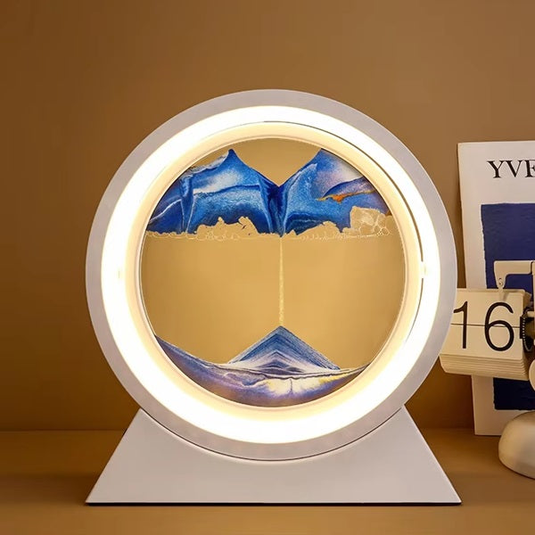 White Rotating LED Sand Art Table Lamp