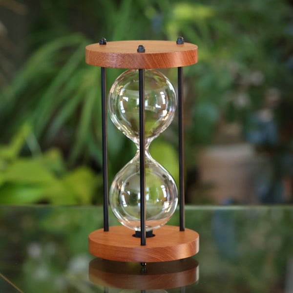 Solid Figured Mahogany Hourglass Urn With Black Metal Spindles