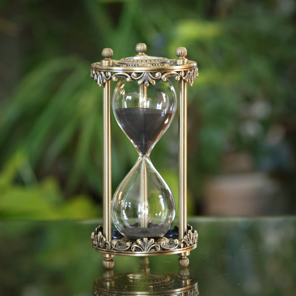 Glass Inlay Hourglass - White or Black Sand