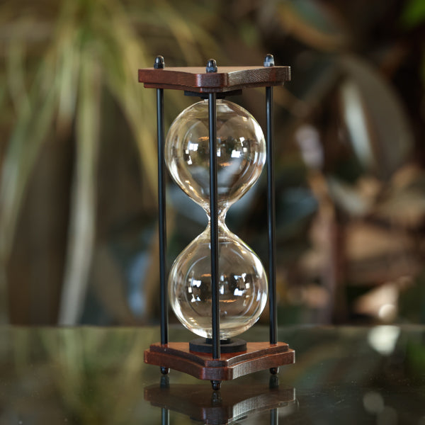 Triangle Square Hourglass Urn with Black Metal Spindles