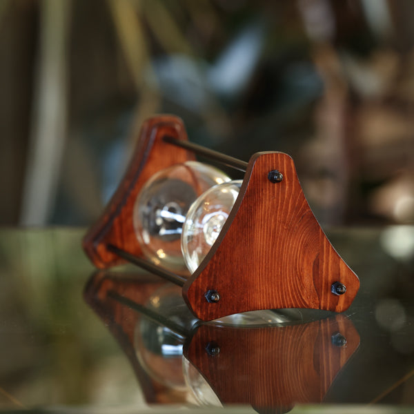 Triangle Wood Hourglass with Black Spindles White or Black Sand