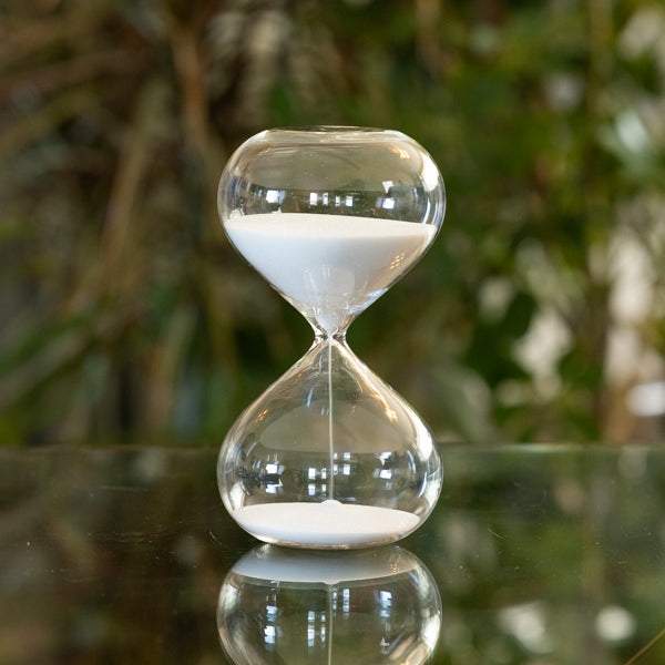 30 Minute Modern Glass Timer -  Black or White Sand