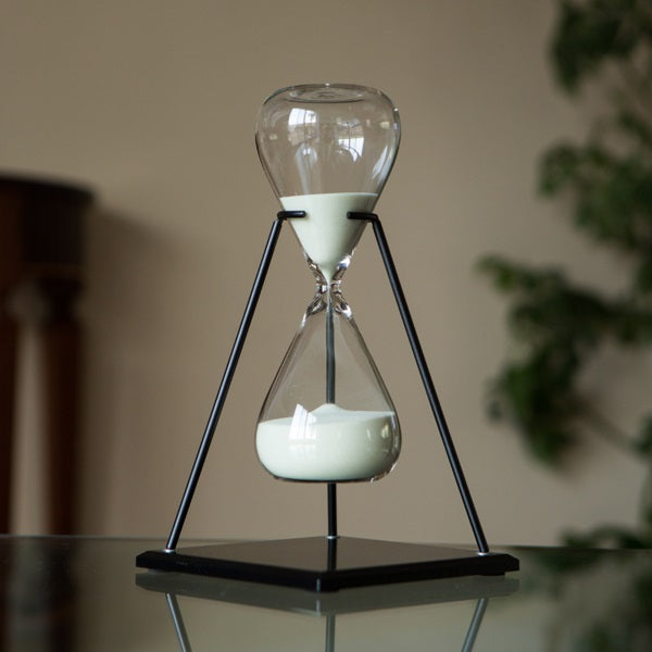 60 Minute Yellow or Black Triangle Sand Timer in Stand