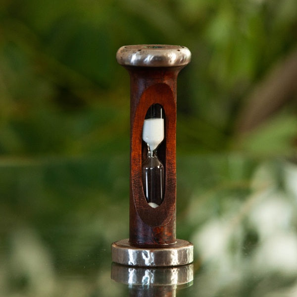 3 Minute Antique Wood Sand Timer - Pewter or Copper