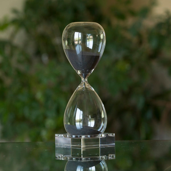 60 Minute Hand Blown Sand Timer on Crystal Base - 6 colors