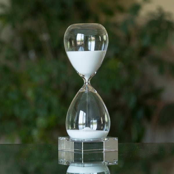 60 Minute Hand Blown Sand Timer on Crystal Base - 6 colors