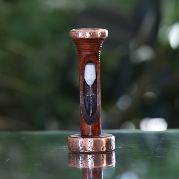 3 Minute Antique Wood Sand Timer - Pewter or Copper