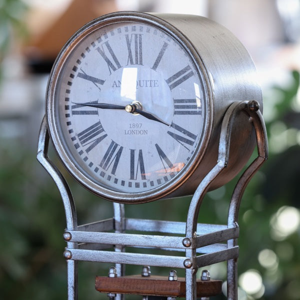 Metal Vintage Clock and Rotating Hourglass Urn