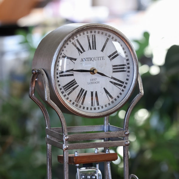 Metal Vintage Clock and Rotating Hourglass Urn