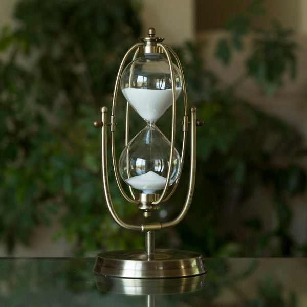 50 Minute Brass Flip-over Hourglass Timer Brass or Silver