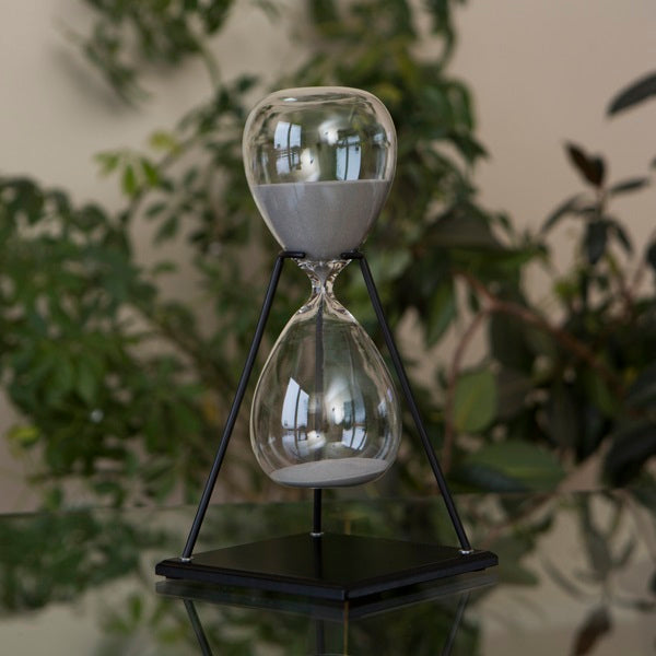 60 Minute Modern Glass Timer on Stand Black, White, Grey or Navy