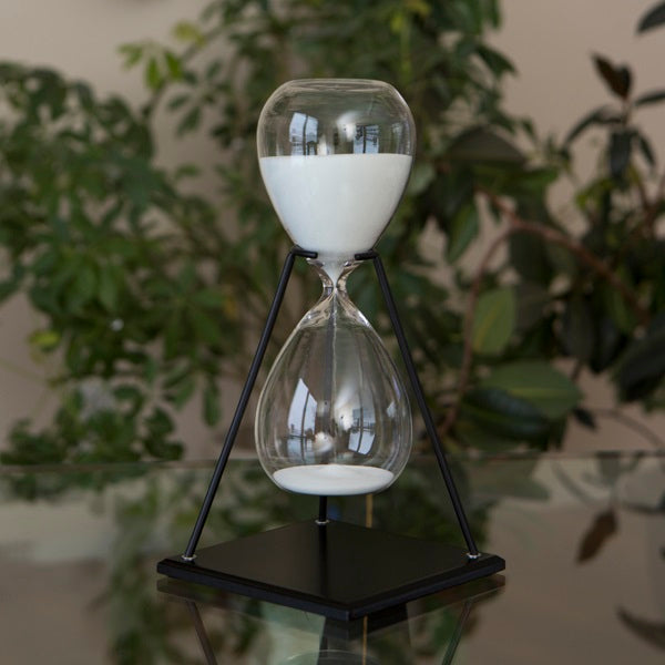 60 Minute Modern Glass Timer on Stand Black, White, Grey or Navy