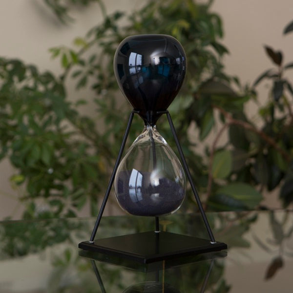 60 Minute Hand Blown Bicolor Modern Sand Timer - Blue, Purple or Amber