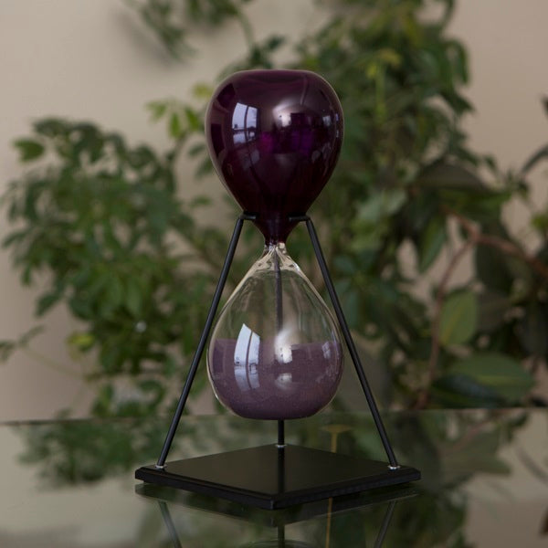 60 Minute Hand Blown Bicolor Modern Sand Timer - Blue, Purple or Amber