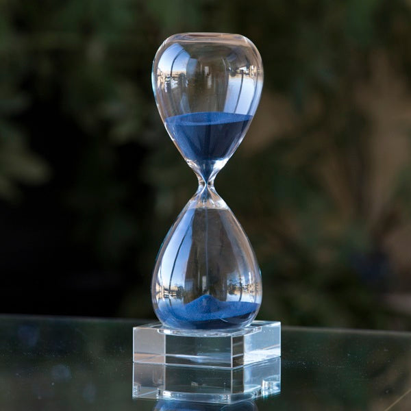 60 Minute Hand Blown Sand Timer on Crystal Base - 6 colors