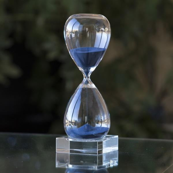 30 Minute Hand Blown Sand Timer on Crystal Base - 6 colors