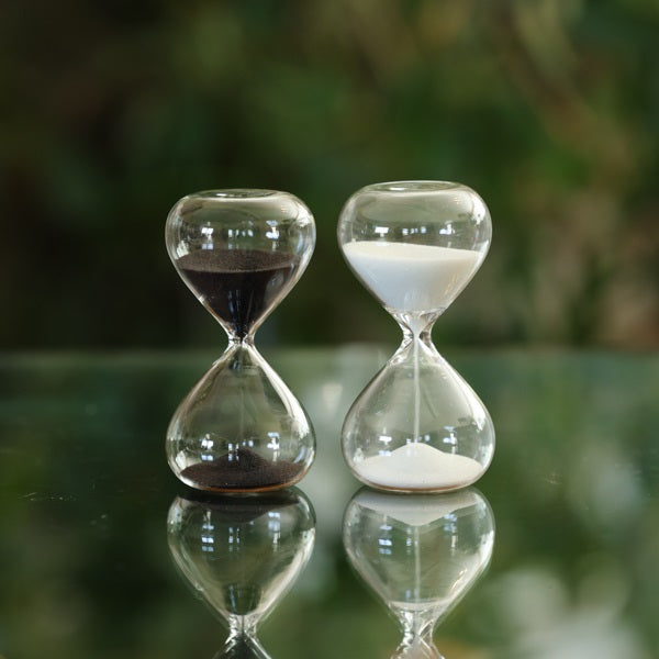 5 Minute Glass Timer with Black or White Sand