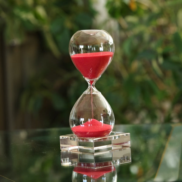 30 Minute Hand Blown Sand Timer on Crystal Base - 6 colors