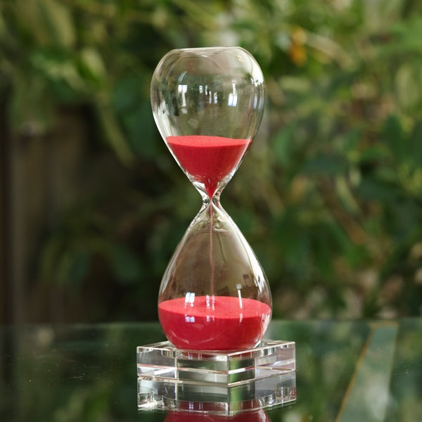 60 Minute Hand Blown Sand Timer on Crystal Base - 6 colors