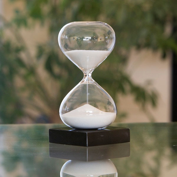 30 Minute Modern Glass Timer -  Black or White Sand