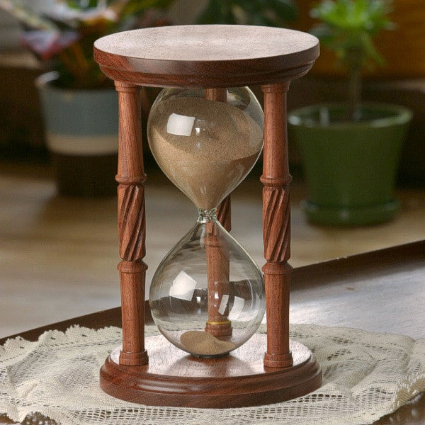 Solid Bubinga Wood Hourglass With Spiral Spindles