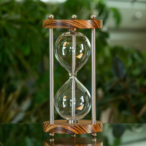 Solid Zebrawood Hourglass Urn With Metal Spindles